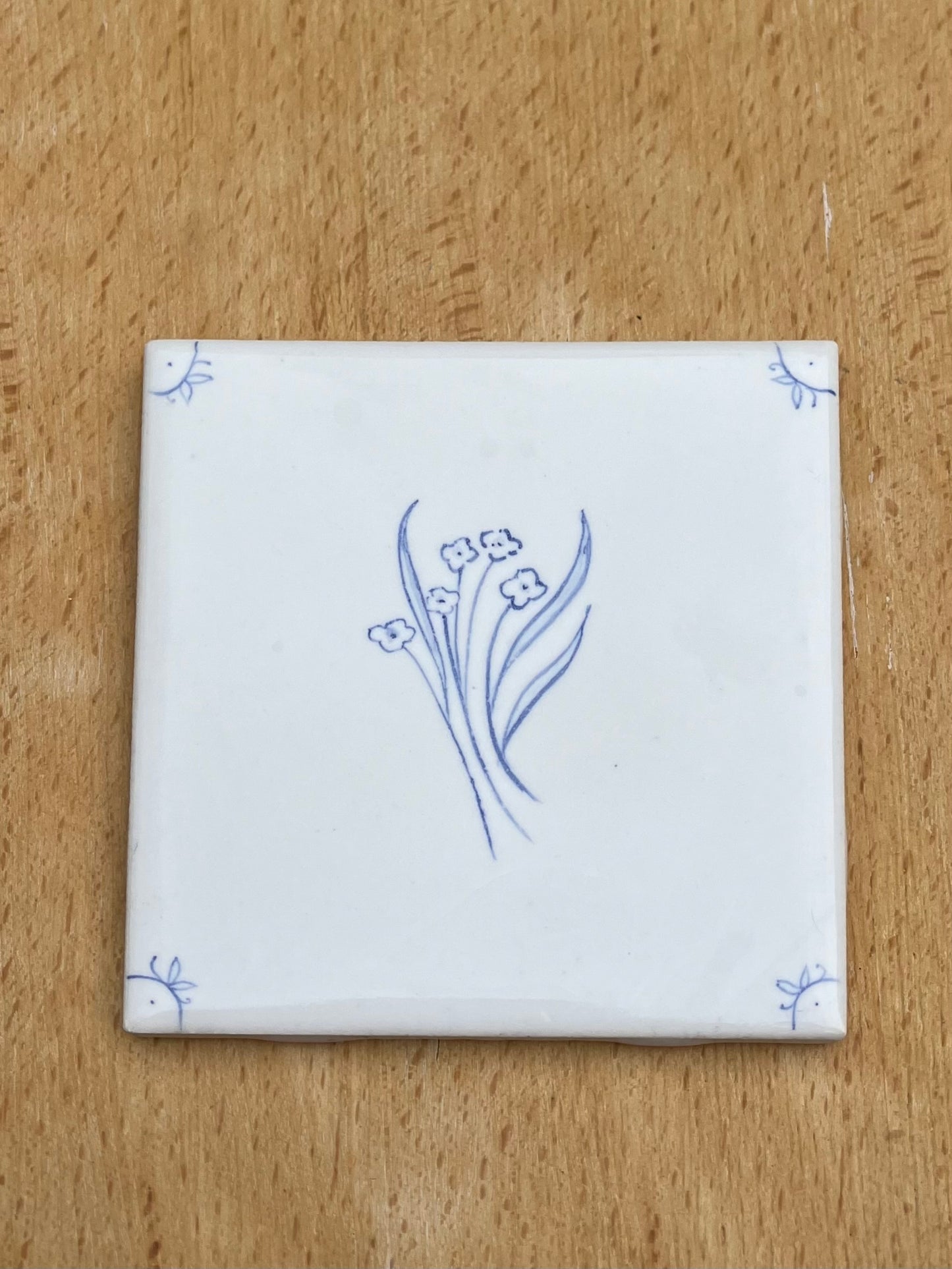 Set of nine 4.25" hand painted tiles: Fine Flowers motif, French Country tiles