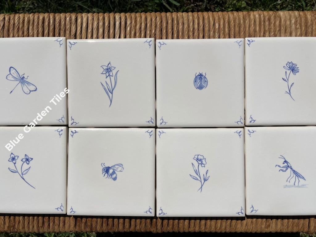 In The Garden: 15 Hand Painted 4.25 Tiles