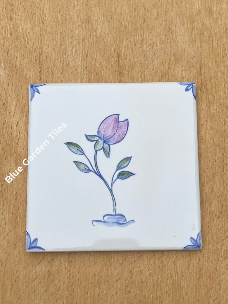 Set Of Four 6 Hand Painted Tiles Delft Style With Color