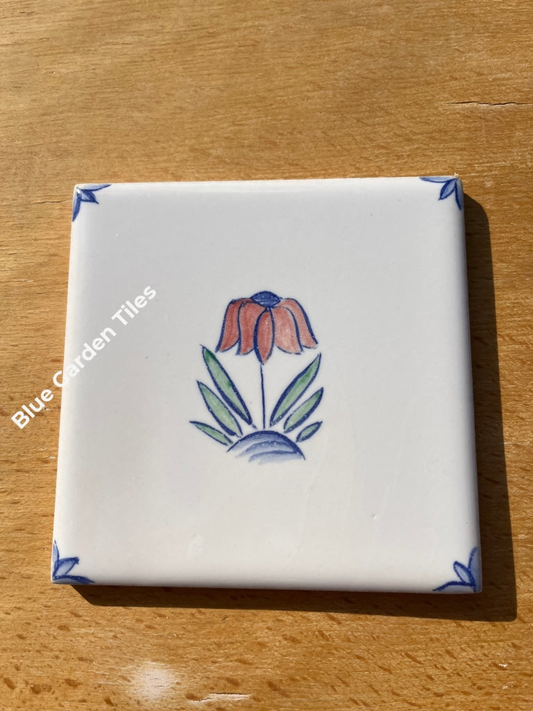 Set Of Twelve 4.25 Hand Painted Tiles Polychromatic Delft Style