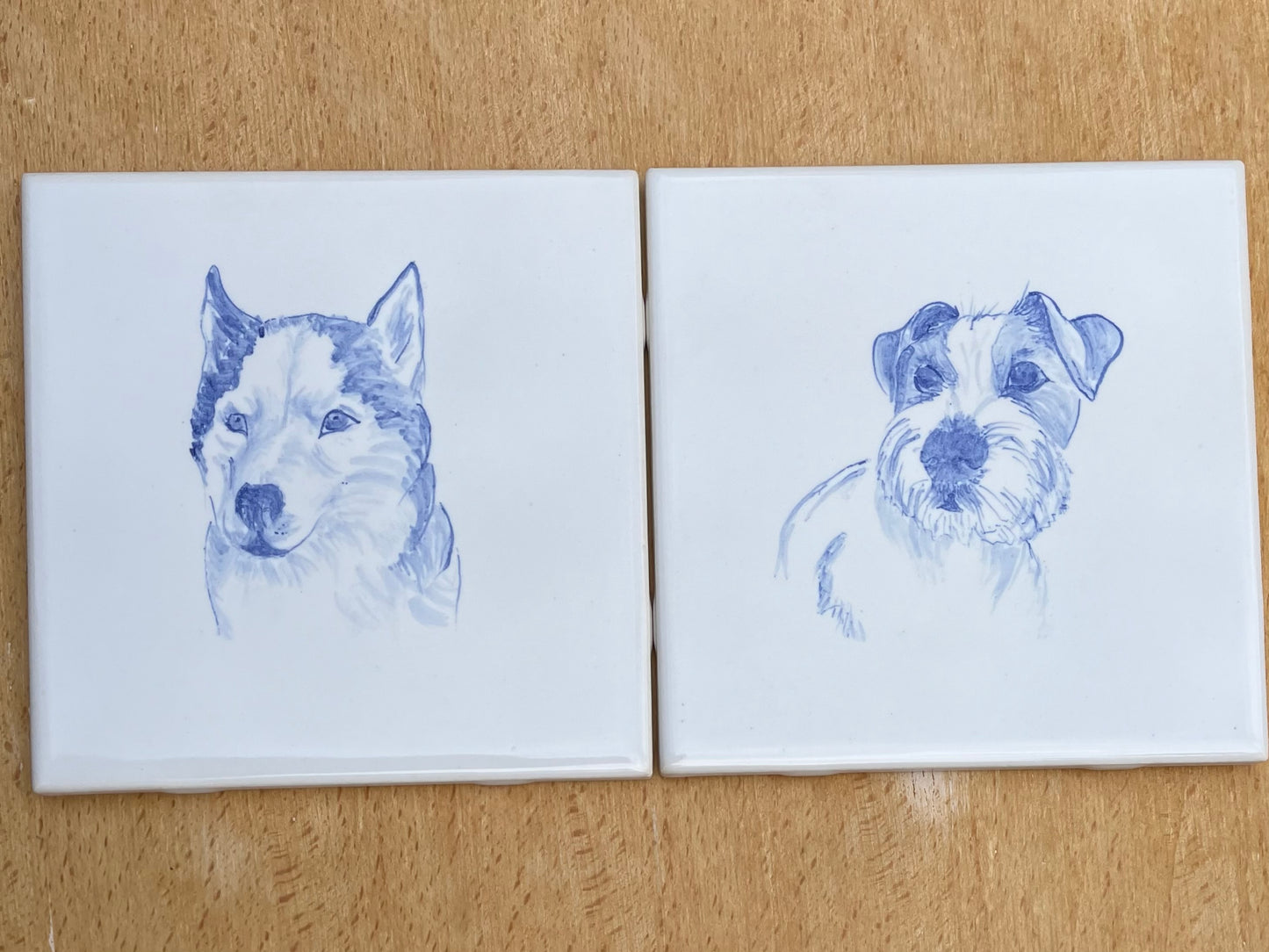Special order for Douglas: Dogs portraits in  6" tiles