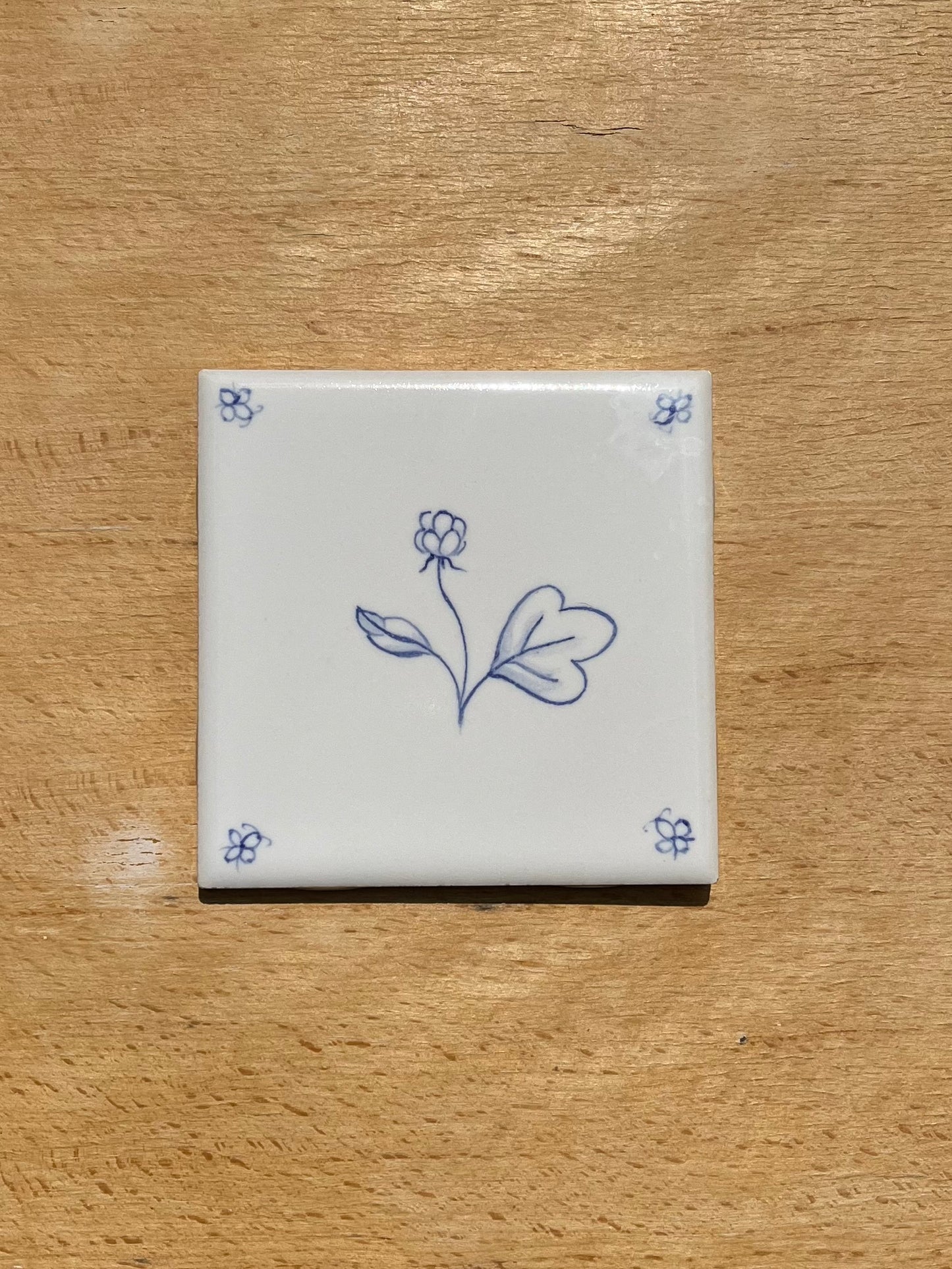 Garden's life: set of nine 4.25" hand painted tiles, blue and white French country tiles