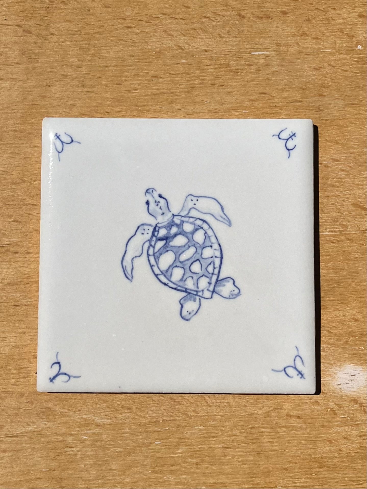 Hand painted Delft style tiles for backsplash - set of 15 - 4.25" tiles - Sea creatures motif