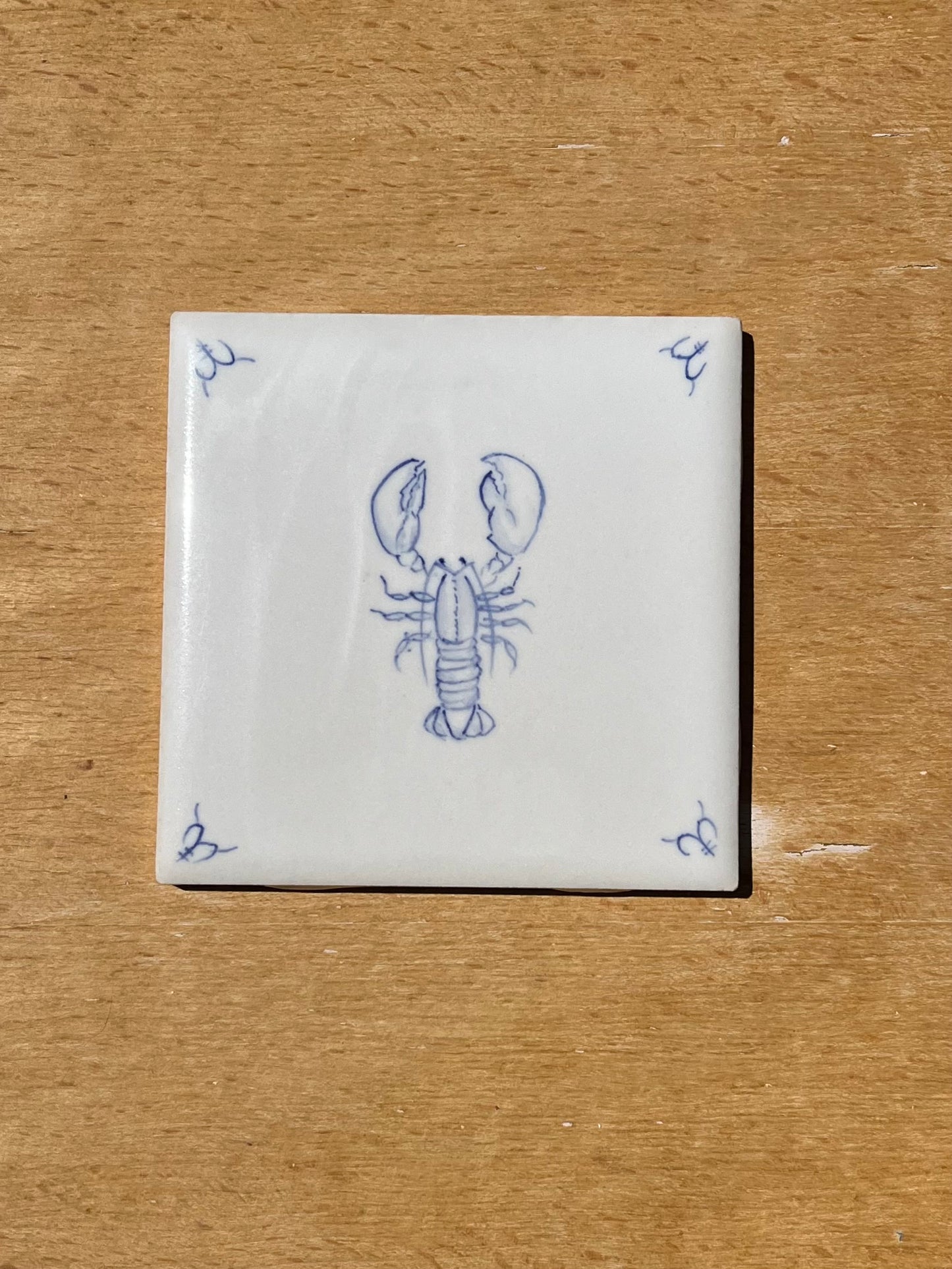 Hand painted Delft style tiles for backsplash - set of 15 - 4.25" tiles - Sea creatures motif