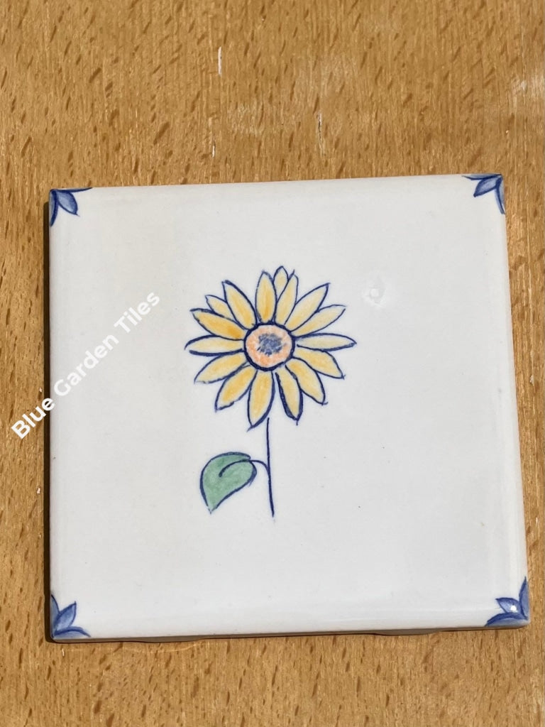 Nine Hand Painted Tiles Polychromatic Delft Style 4.25