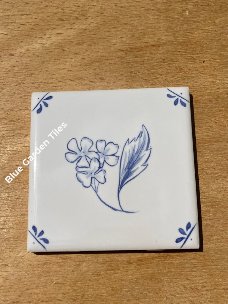 Set Of Eight Hand Painted 4.25 Tiles _Flowers Motif