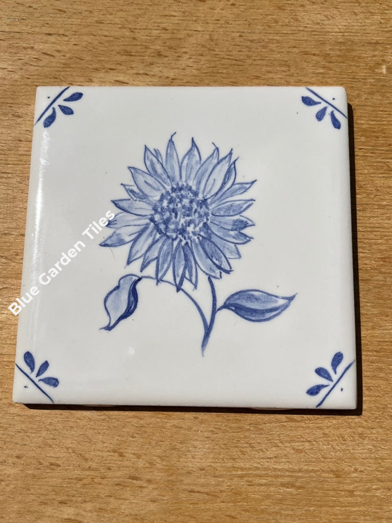 Set Of Eight Hand Painted 4.25 Tiles _Flowers Motif