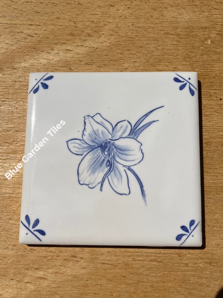 Set Of Eight Hand Painted 4.25 Tiles _Flowers Motif