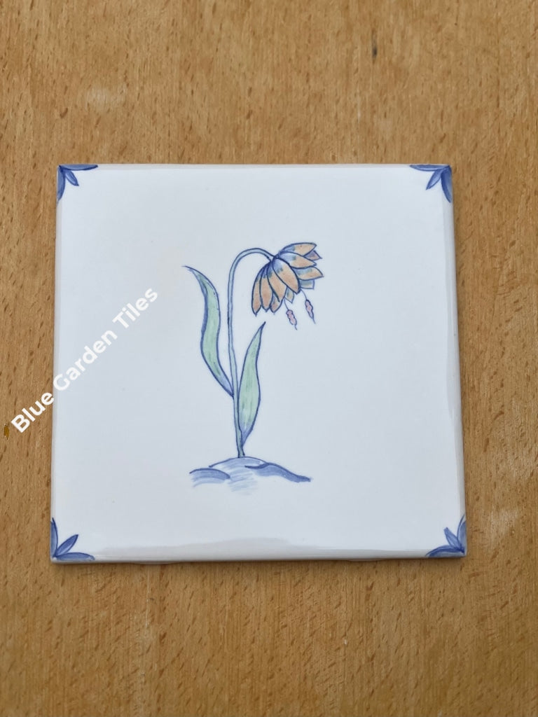 Set Of Four 6 Hand Painted Tiles Delft Style With Color