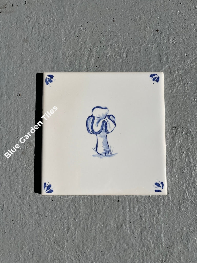 Set Of Four 6 Hand Painted Tiles - Mushrooms