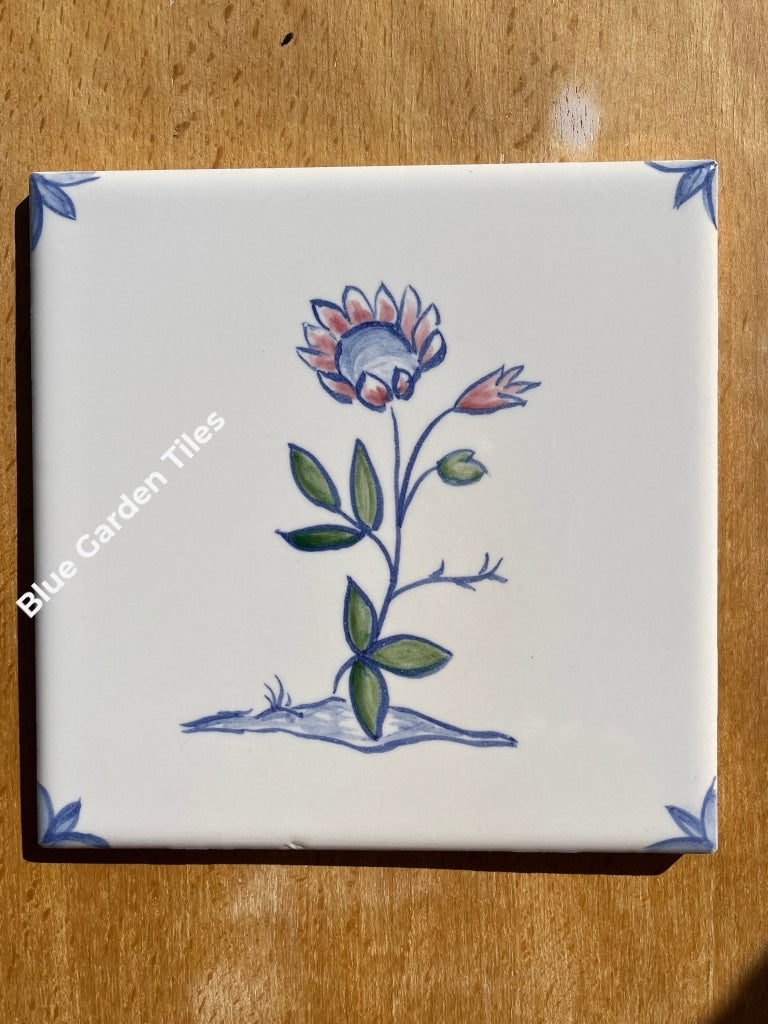 Set Of Four 6 Hand Painted Tiles Polychromatic Delft Style