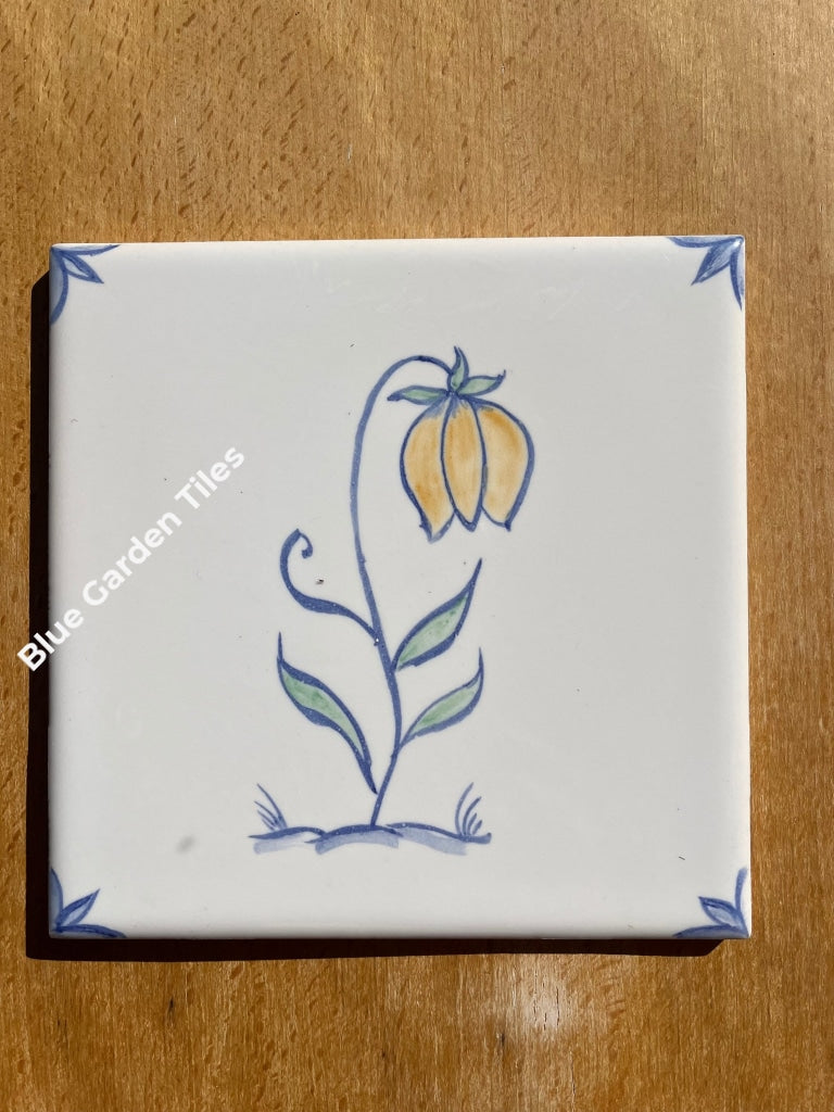 Set Of Four 6 Hand Painted Tiles Polychromatic Delft Style