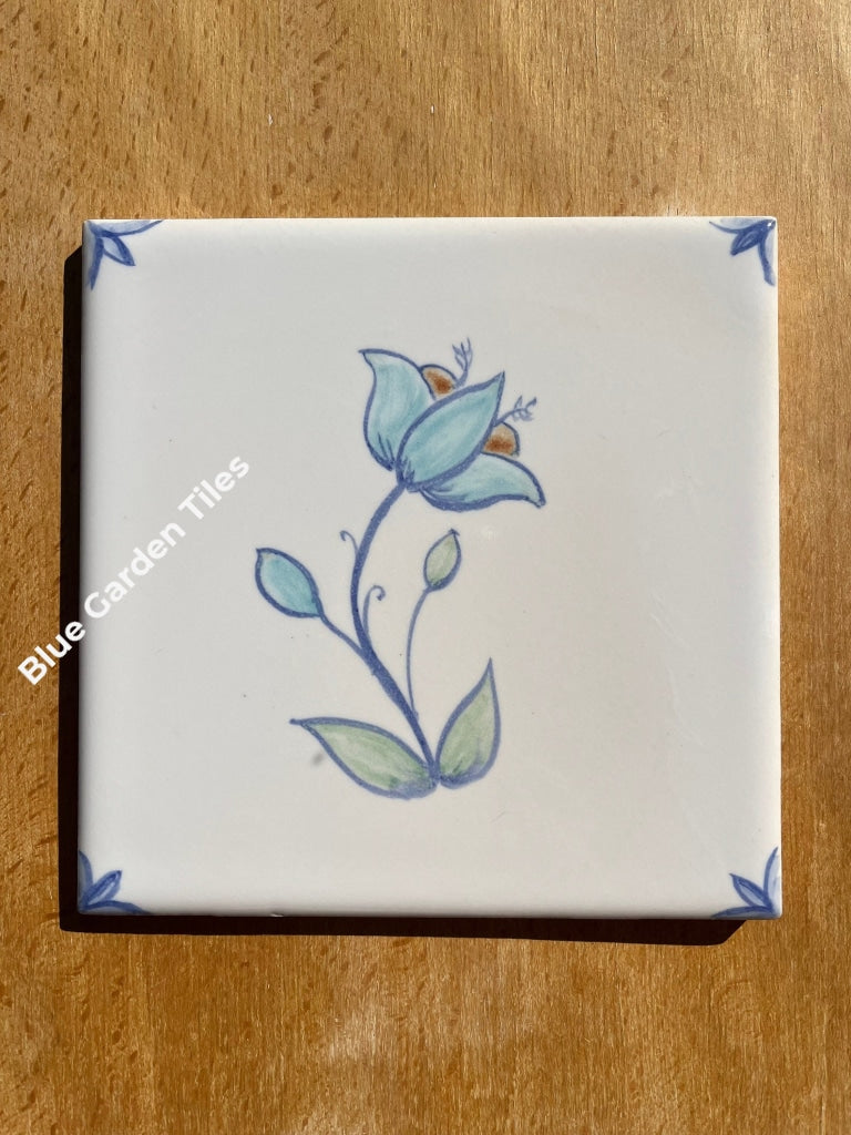 Set Of Four 6 Hand Painted Tiles Polychromatic Delft Style