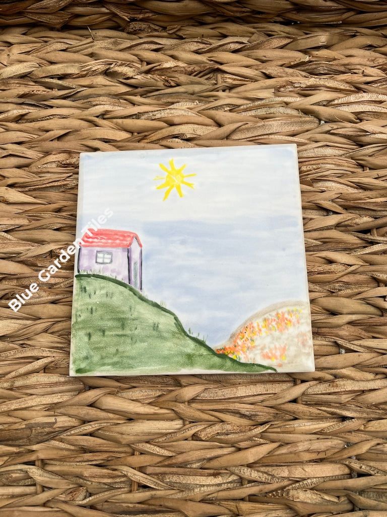House On The Hill: One 6 Hand Painted Trivet
