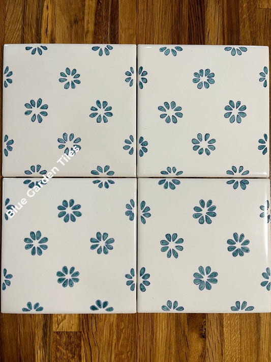 Set Of Four - 6 French Country Hand Painted Tiles Backsplash Wall Decoration