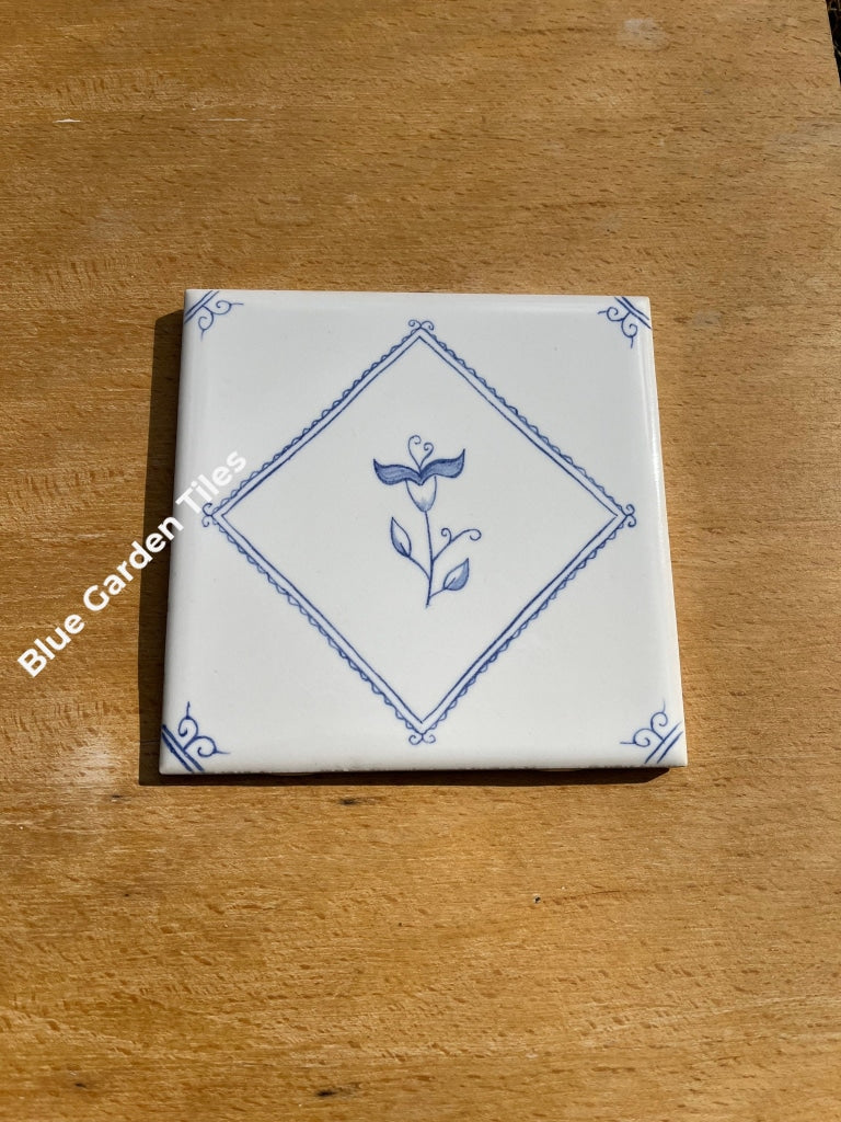 Set Of Four 6 Hand Painted Tiles Delft Style