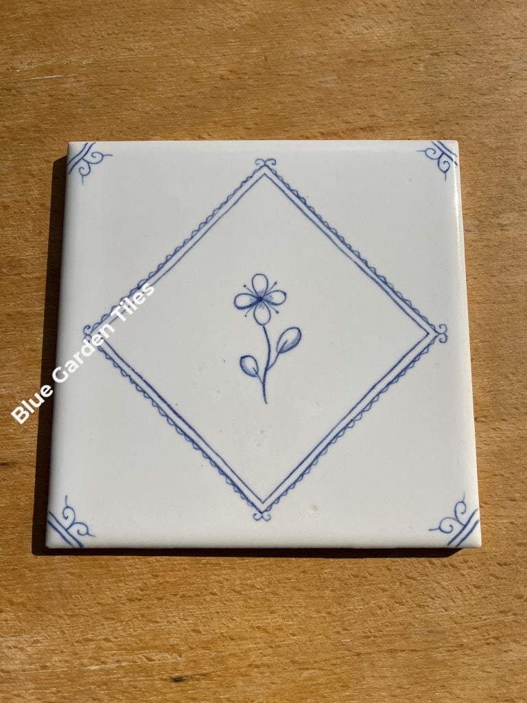 Set Of Four 6 Hand Painted Tiles Delft Style