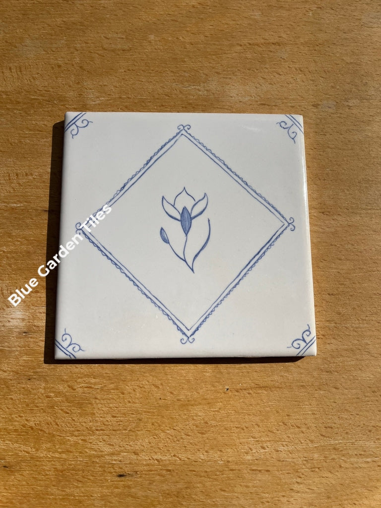 Set Of Four 6 Hand Painted Tiles Delft Style