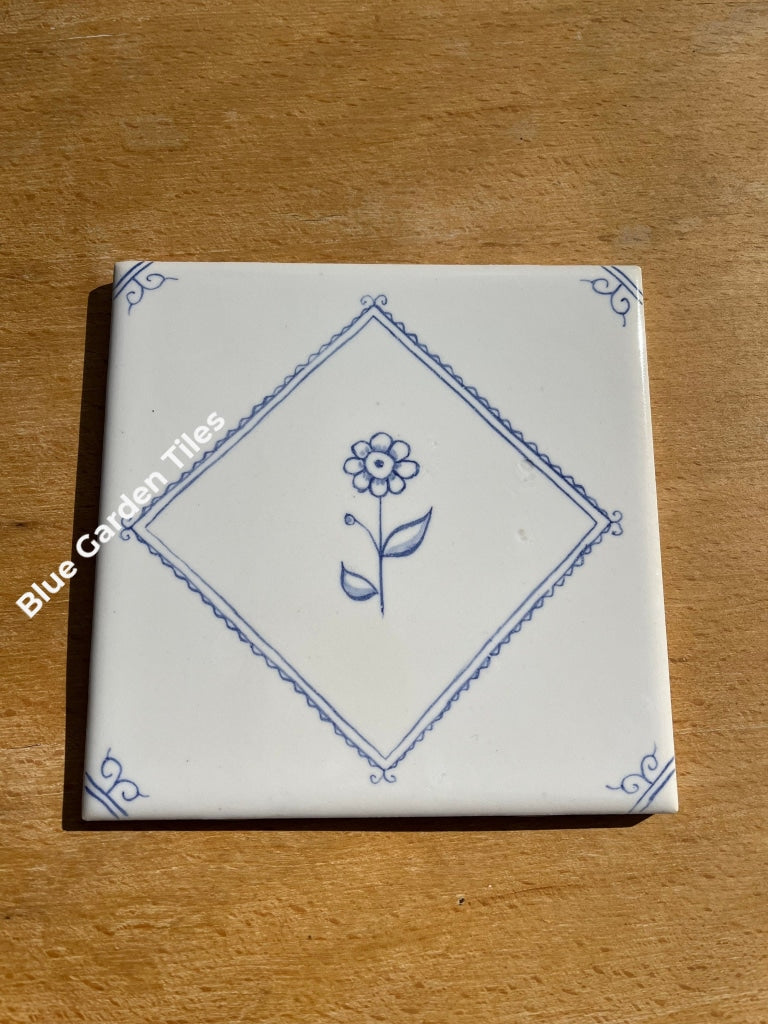 Set Of Four 6 Hand Painted Tiles Delft Style