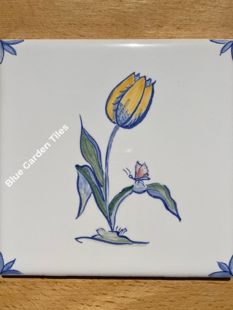 Set Of Six 6 Hand Painted Tiles Delft Style With Color