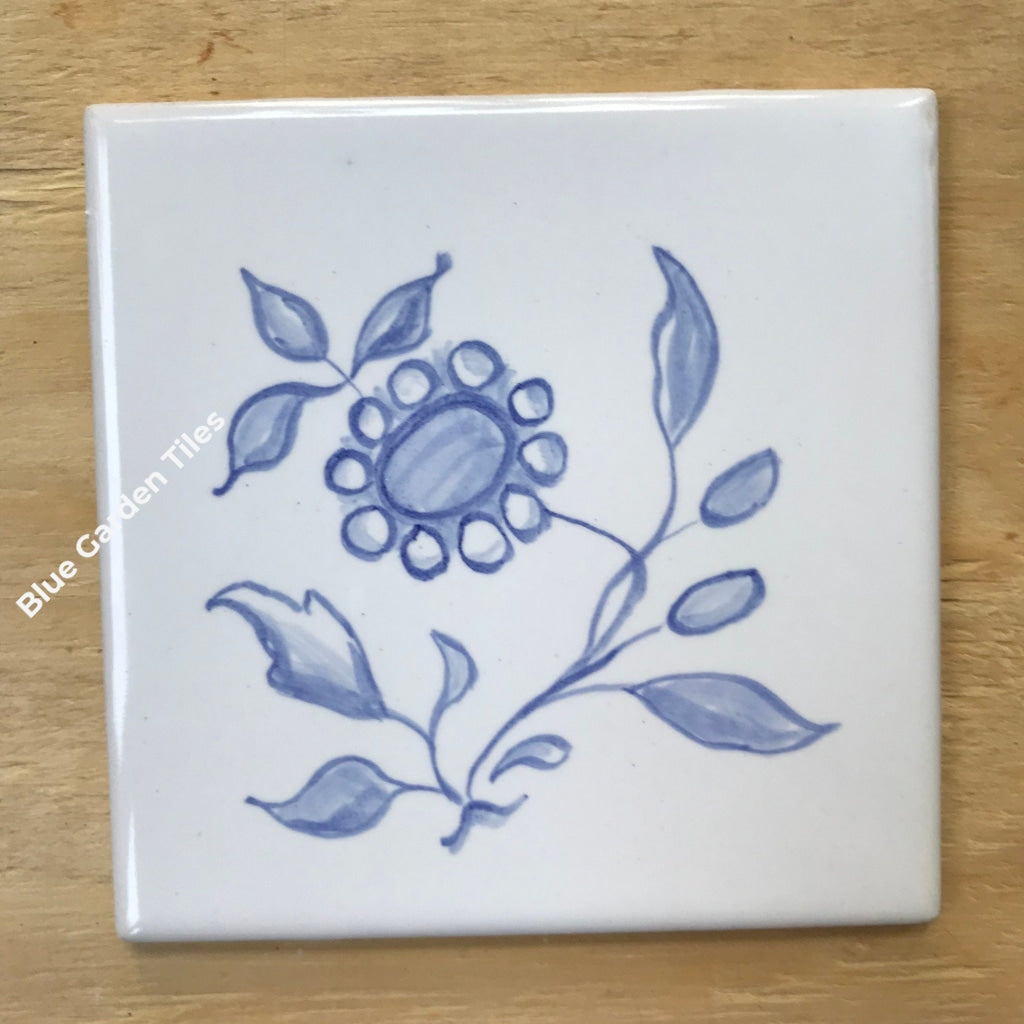 Set Of Three Hand Painted Blue And White 6 Tiles - Azulejo (Portuguese Tiles) Antique Style